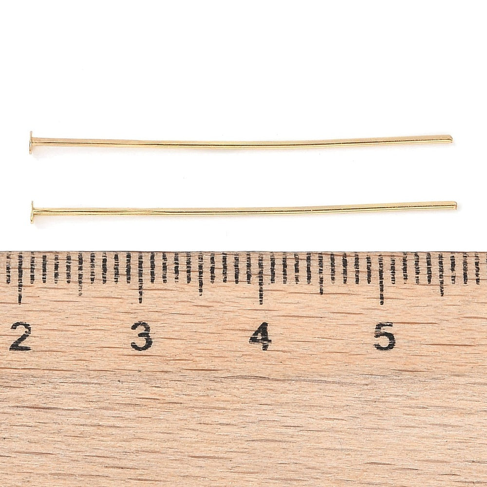 18k Gold Plated Brass Flat Head Pins - 100 Pins - 0.6mm - Choose Your Length!