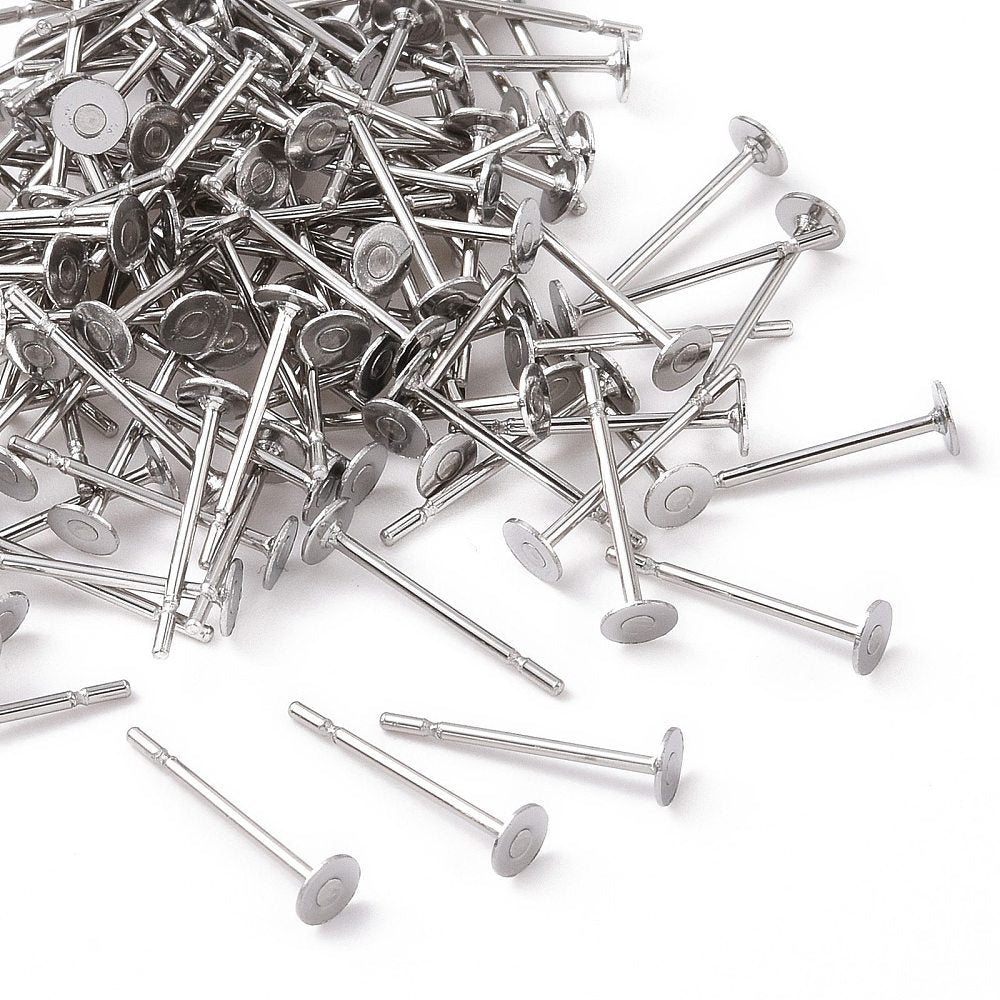 50 Surgical Stainless Round Earring Posts - Choose Your Size!