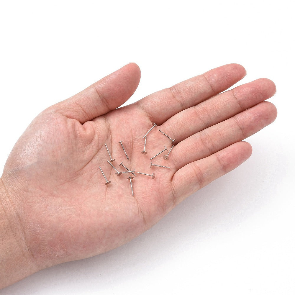 50 Surgical Stainless Round Earring Posts - Choose Your Size!