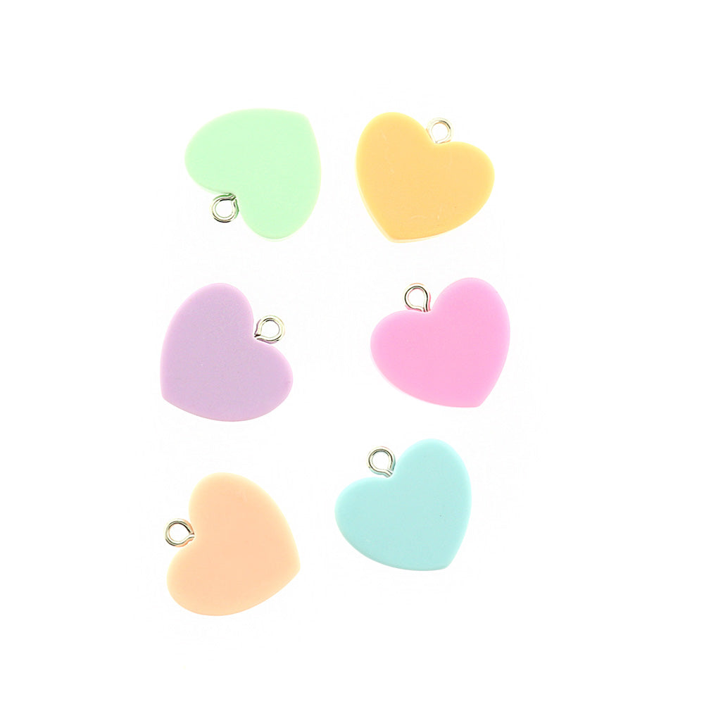 4 Assorted Color "Hug Me" Candy Heart Resin Charms - K356