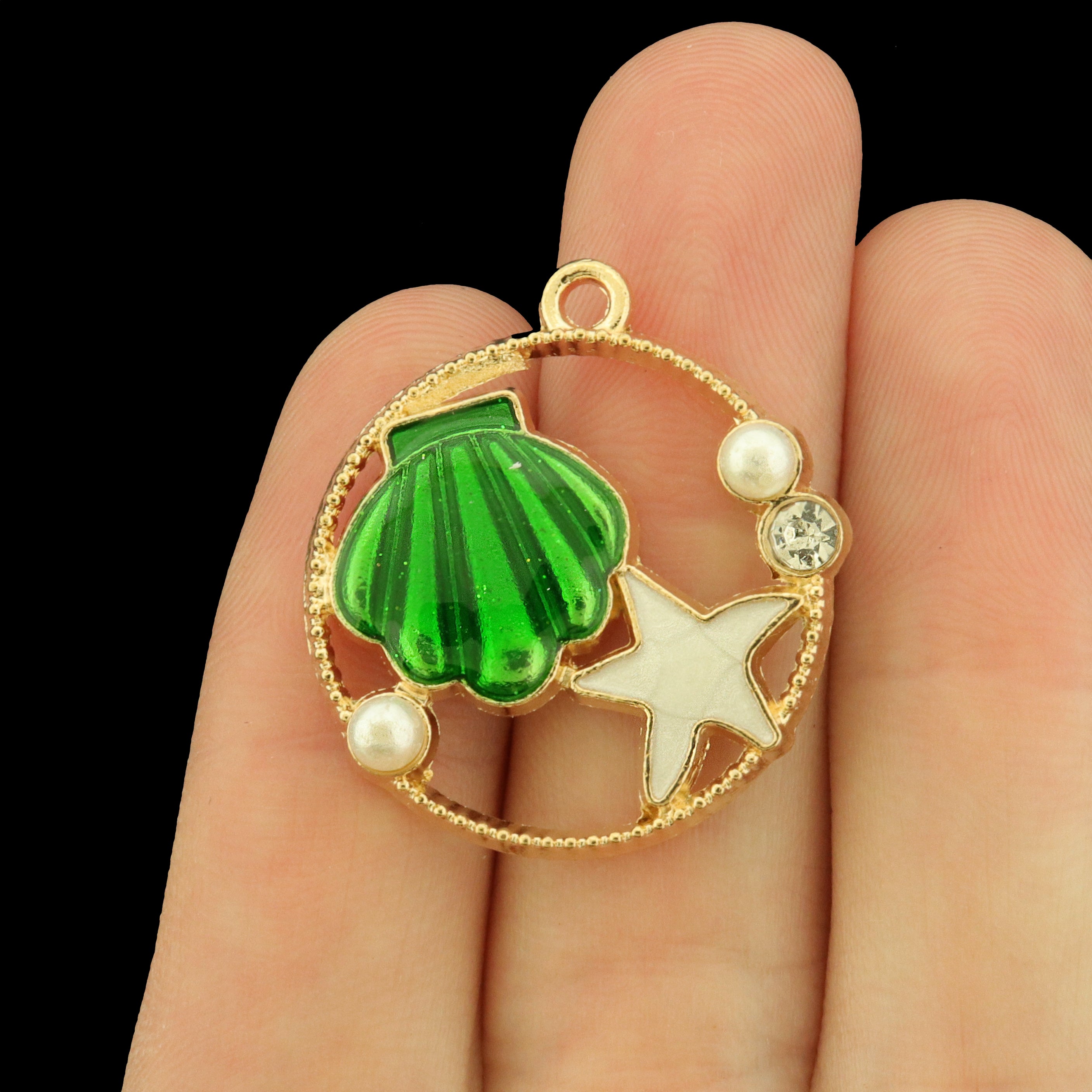 4 Beach Gold Tone Enamel Charms - Choose Your Color!