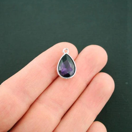 4 Birthstone Antique Silver Tone Charms - Choose Your Month