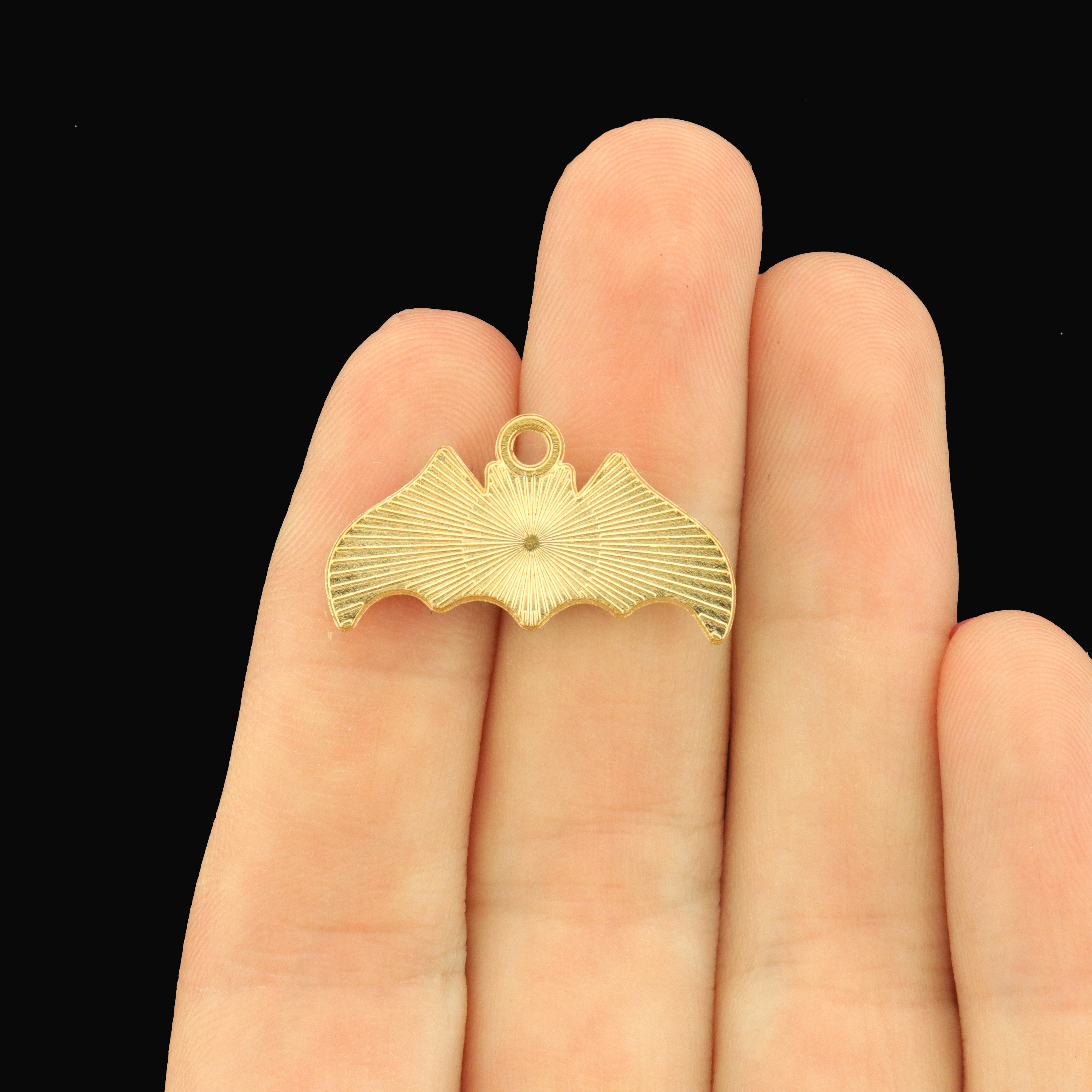 4 Black Bat Halloween Enamel Charms - E254