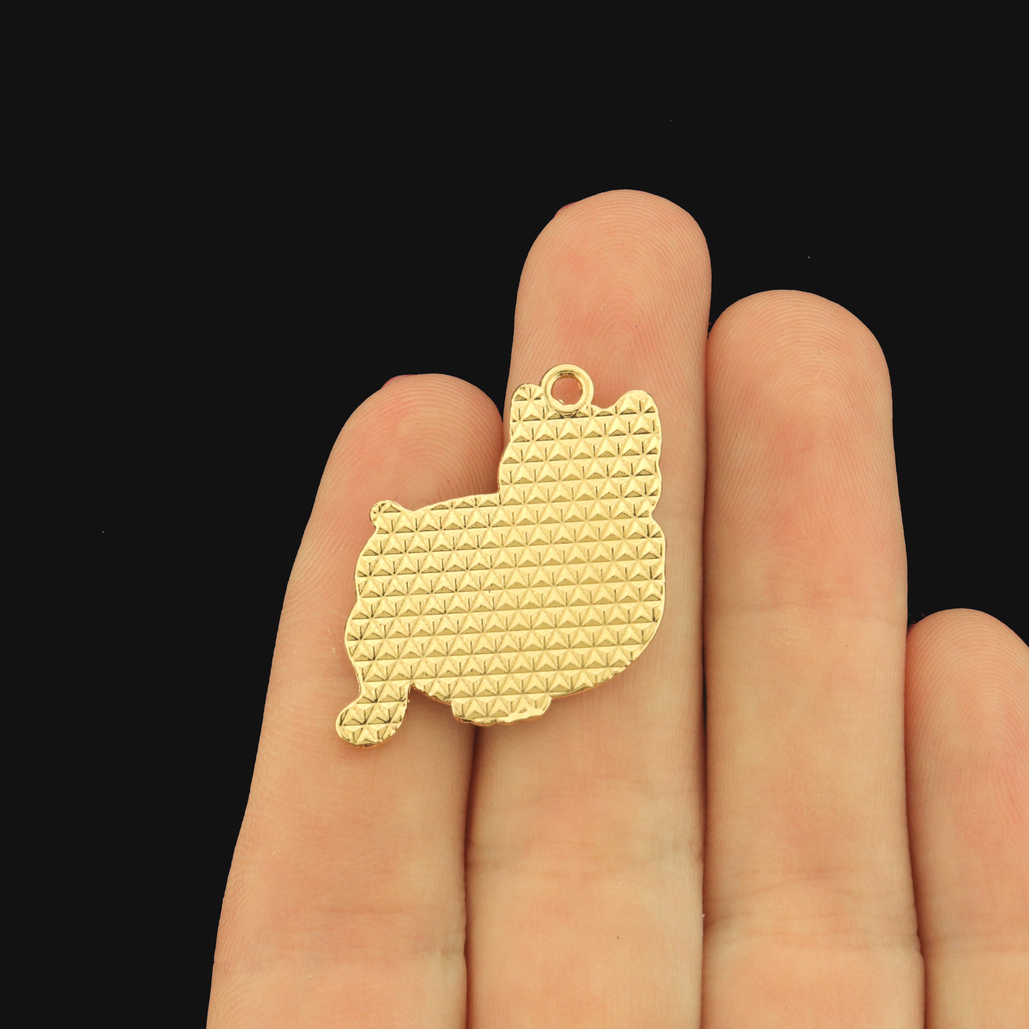 4 Black Cat in Skull Gold Tone Enamel Charms - E163