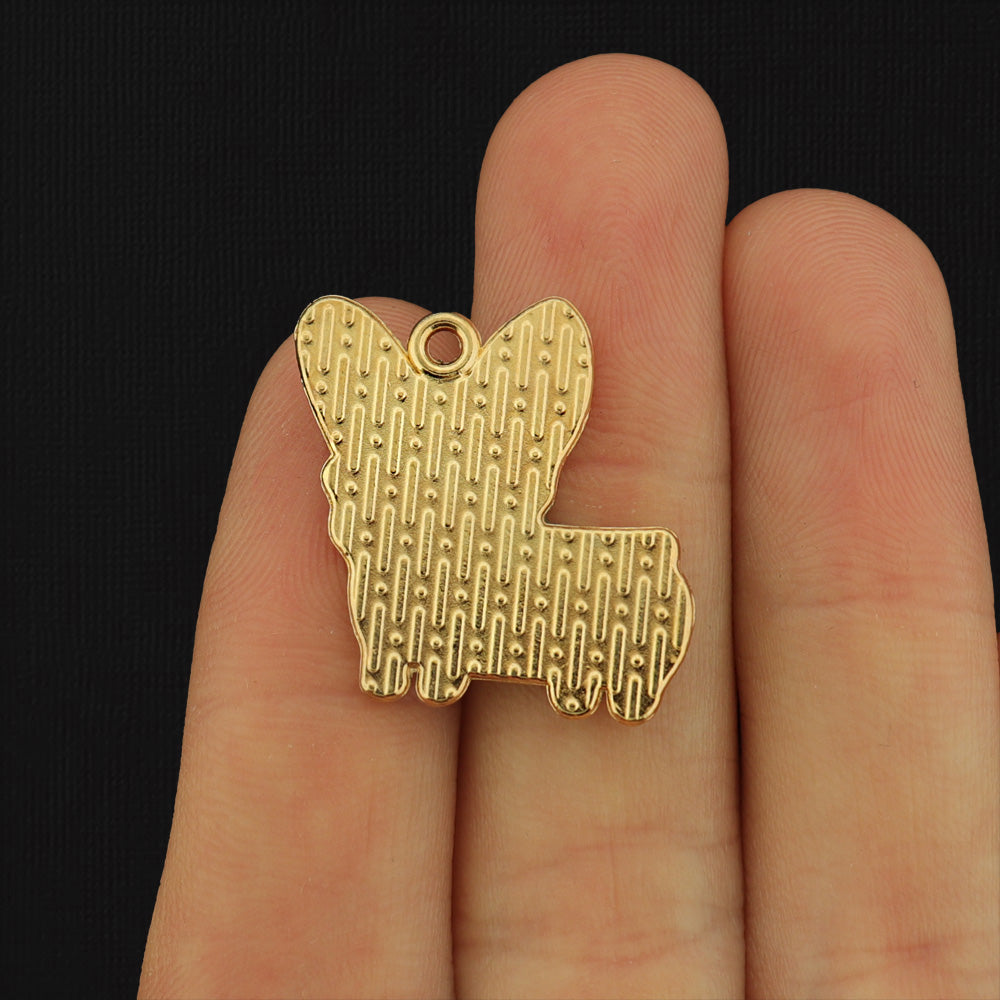 4 Black and White Dog Gold Tone Enamel Charms - E596