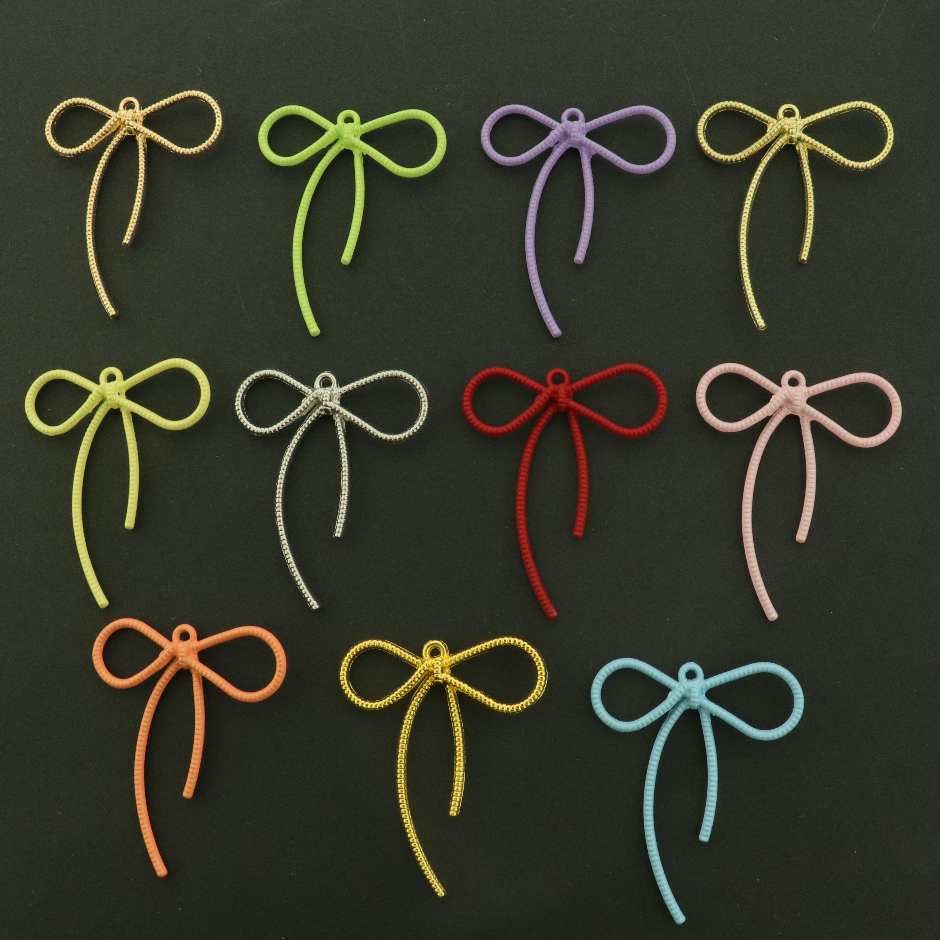 4 Bow Knot Pendant Charms - Choose Your Color!