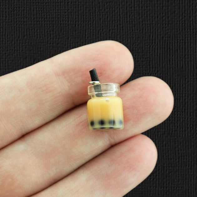 4 Bubble Tea Jar Resin Charms 3D - Choose Your Color!
