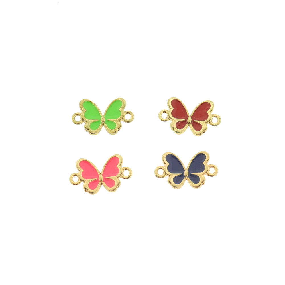 4 breloques chope de bière en émail doré - E897