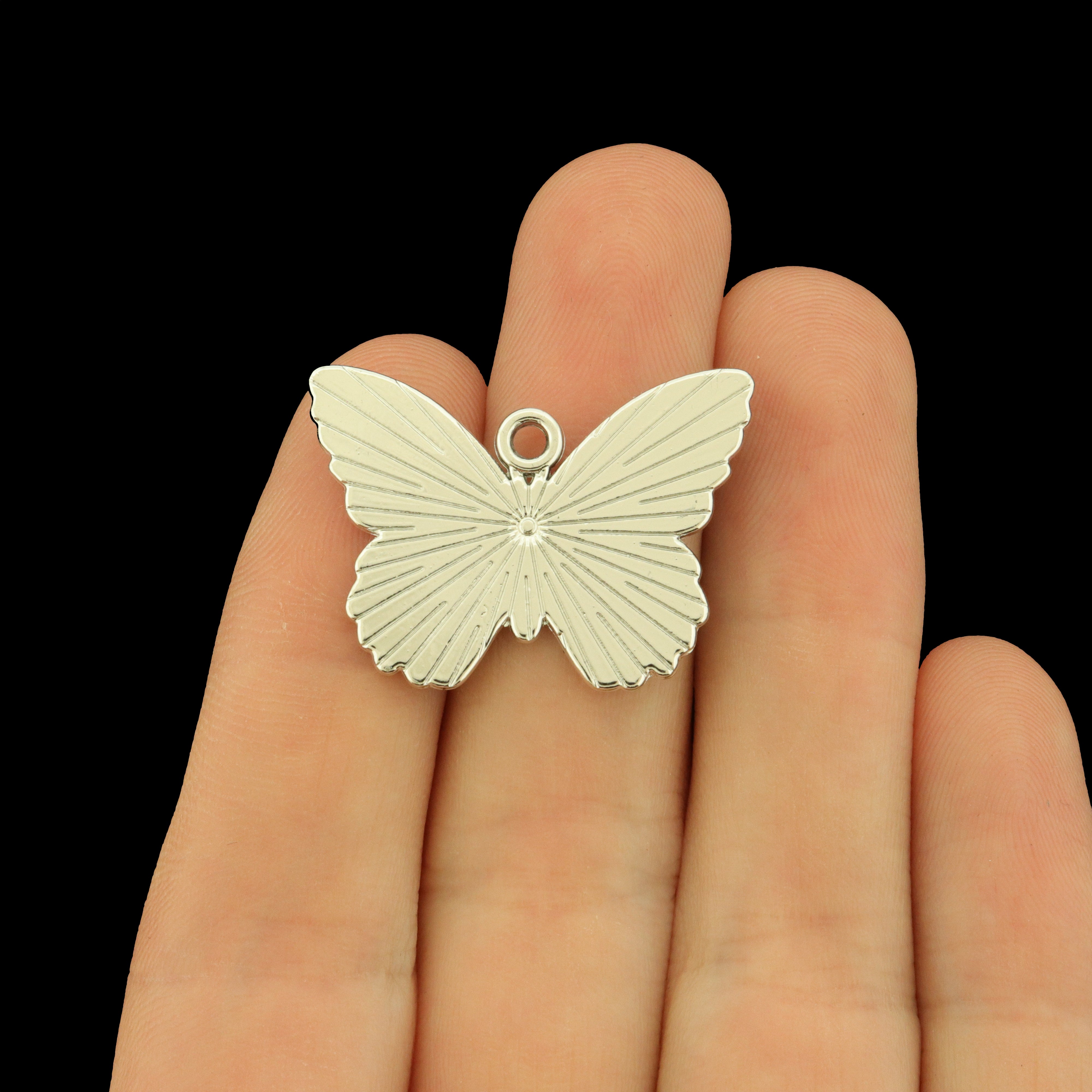 4 Butterfly Skull Halloween Enamel Charms - E401