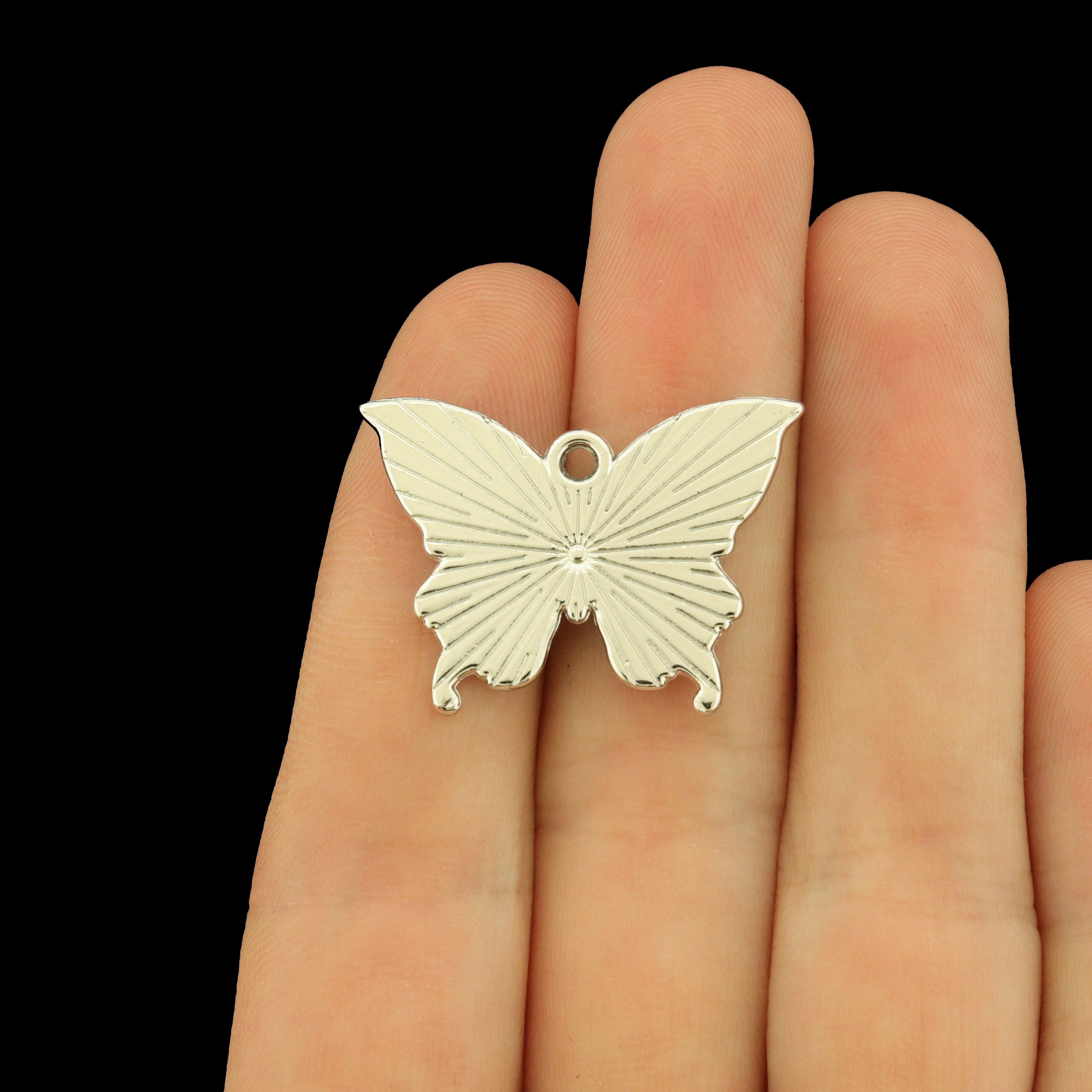 4 Butterfly Skull Halloween Enamel Charms - E404