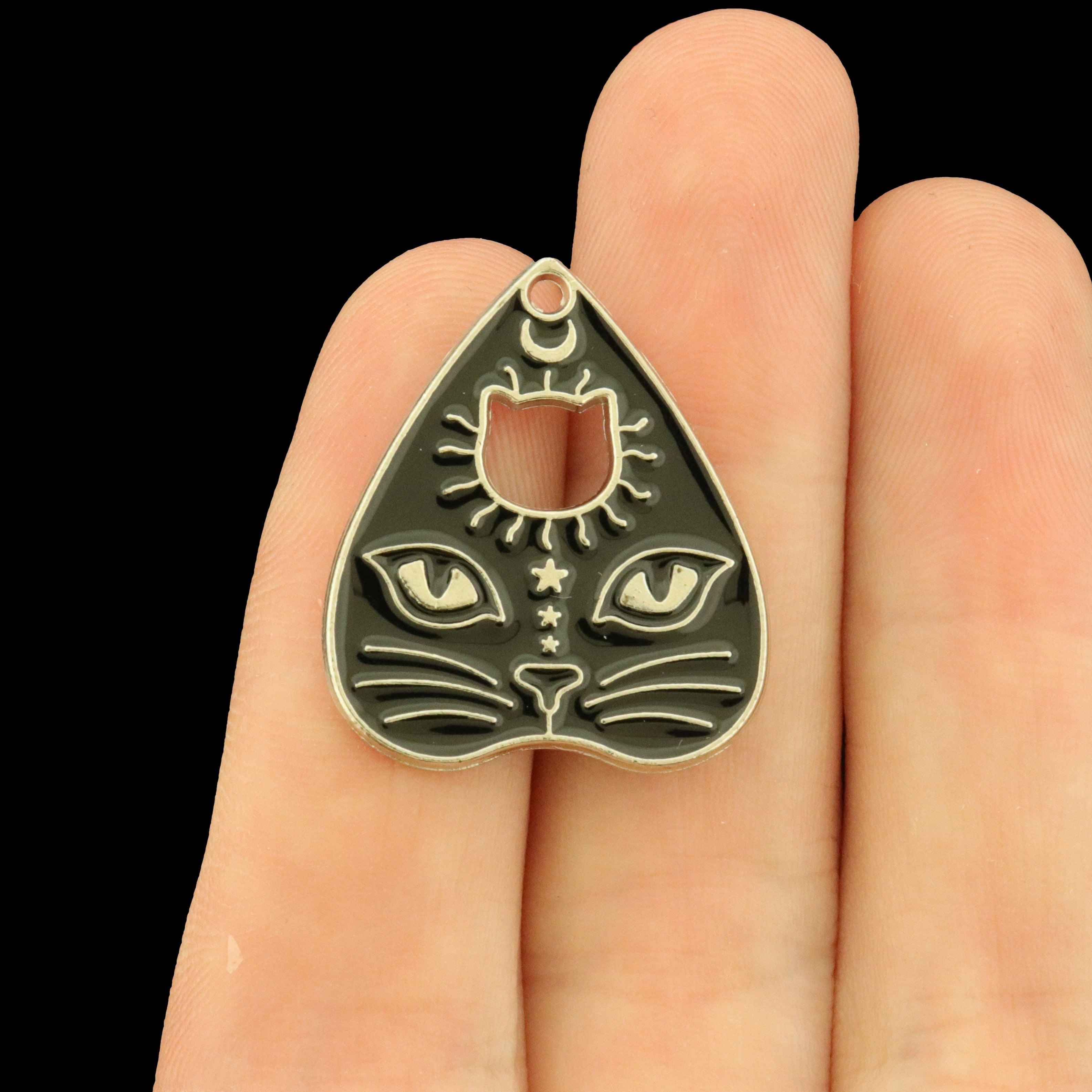 4 Cat Ouija Planchette Enamel Charms - E579