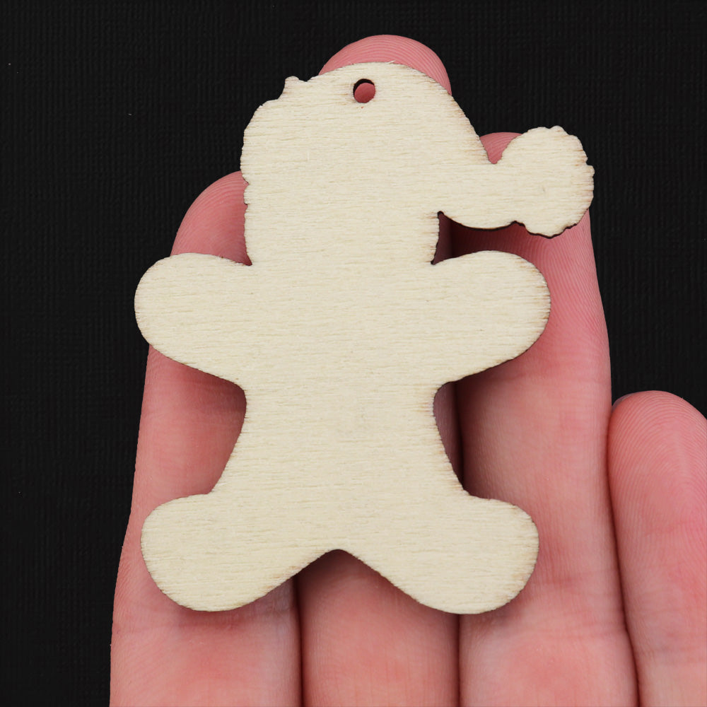 4 Christmas Gingerbread Man Natural Wood Charms - WP011
