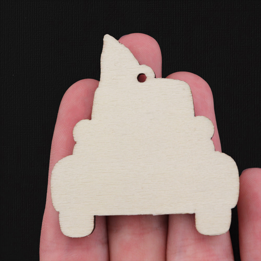 4 Christmas Tree and Truck Natural Wood Charms - WP009