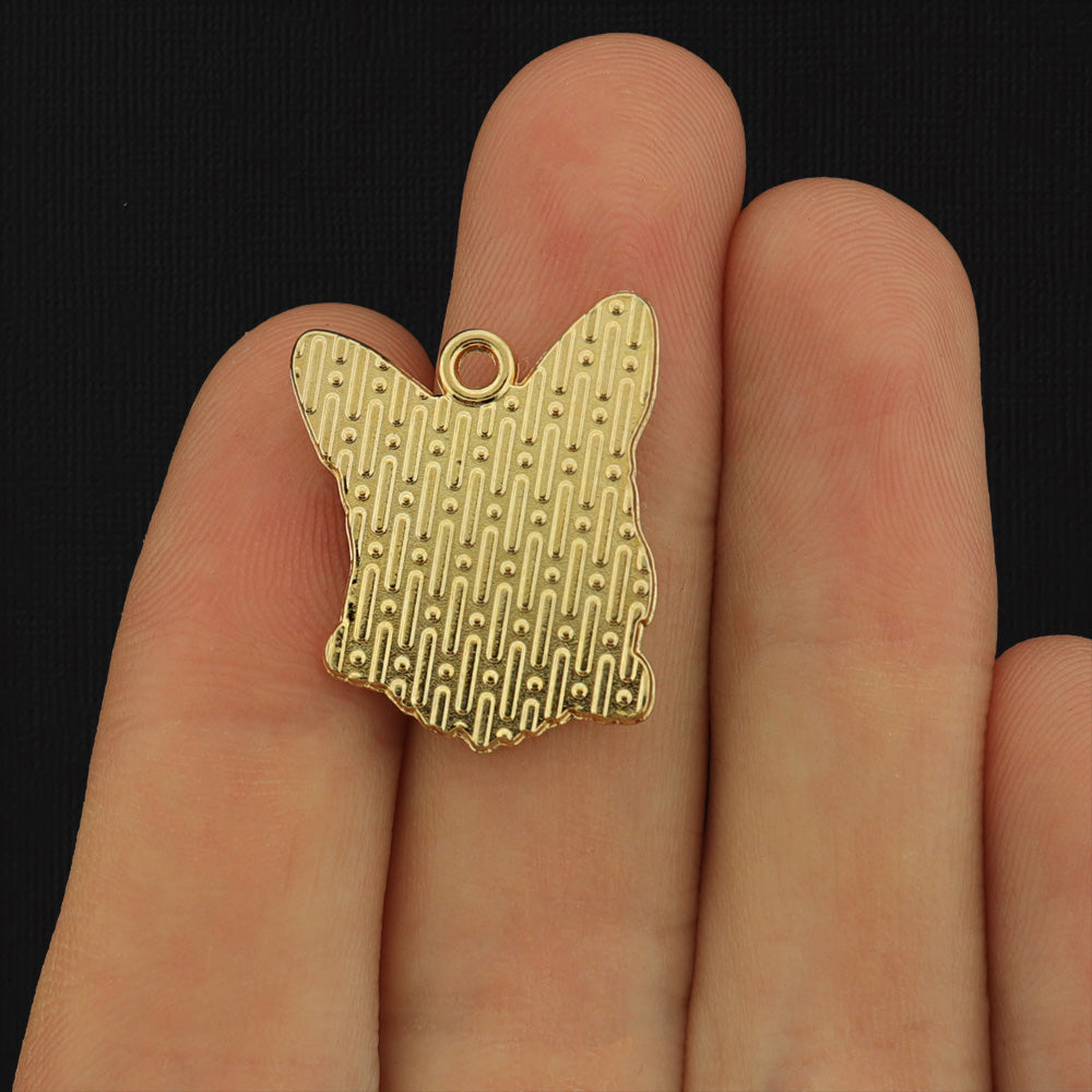 4 Corgi Dog Gold Tone Enamel Charms - E612