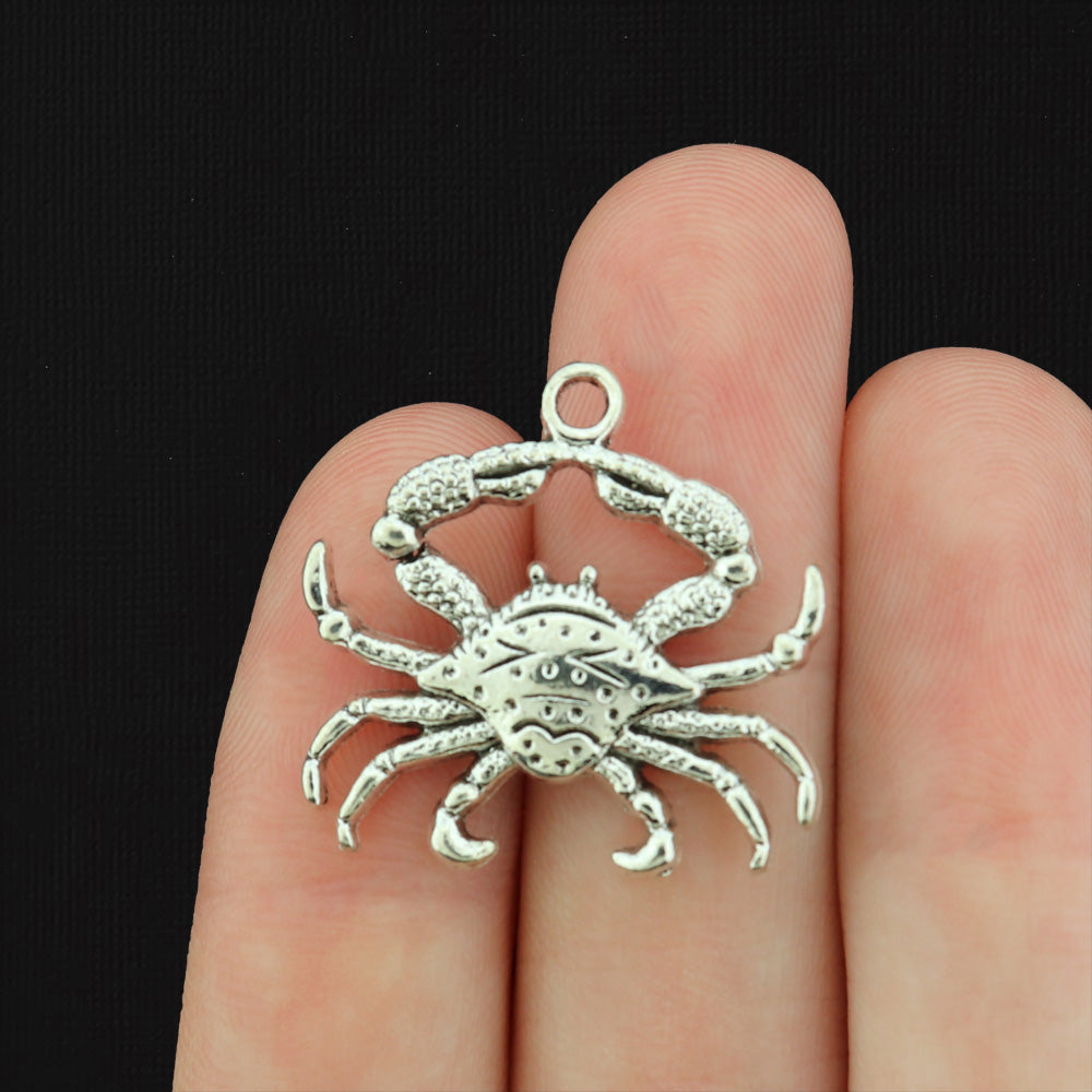 4 Crab Antique Silver Tone Charms - SC3321