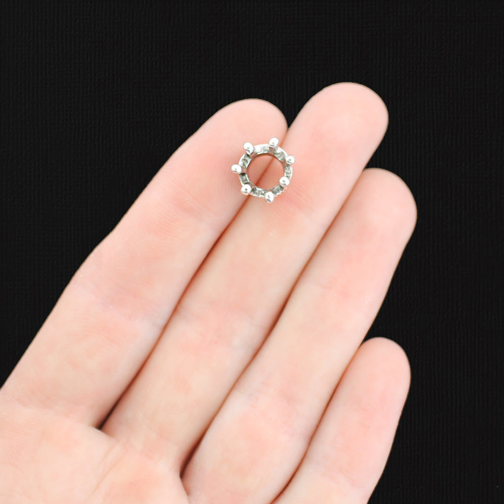 4 Crown Antique Silver Tone Charms 3D - SC407