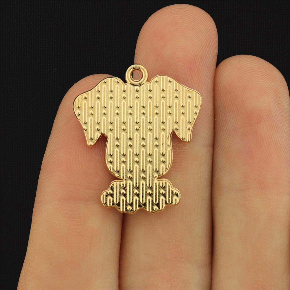 4 Dalmatian Dog Gold Tone Enamel Charms - E600