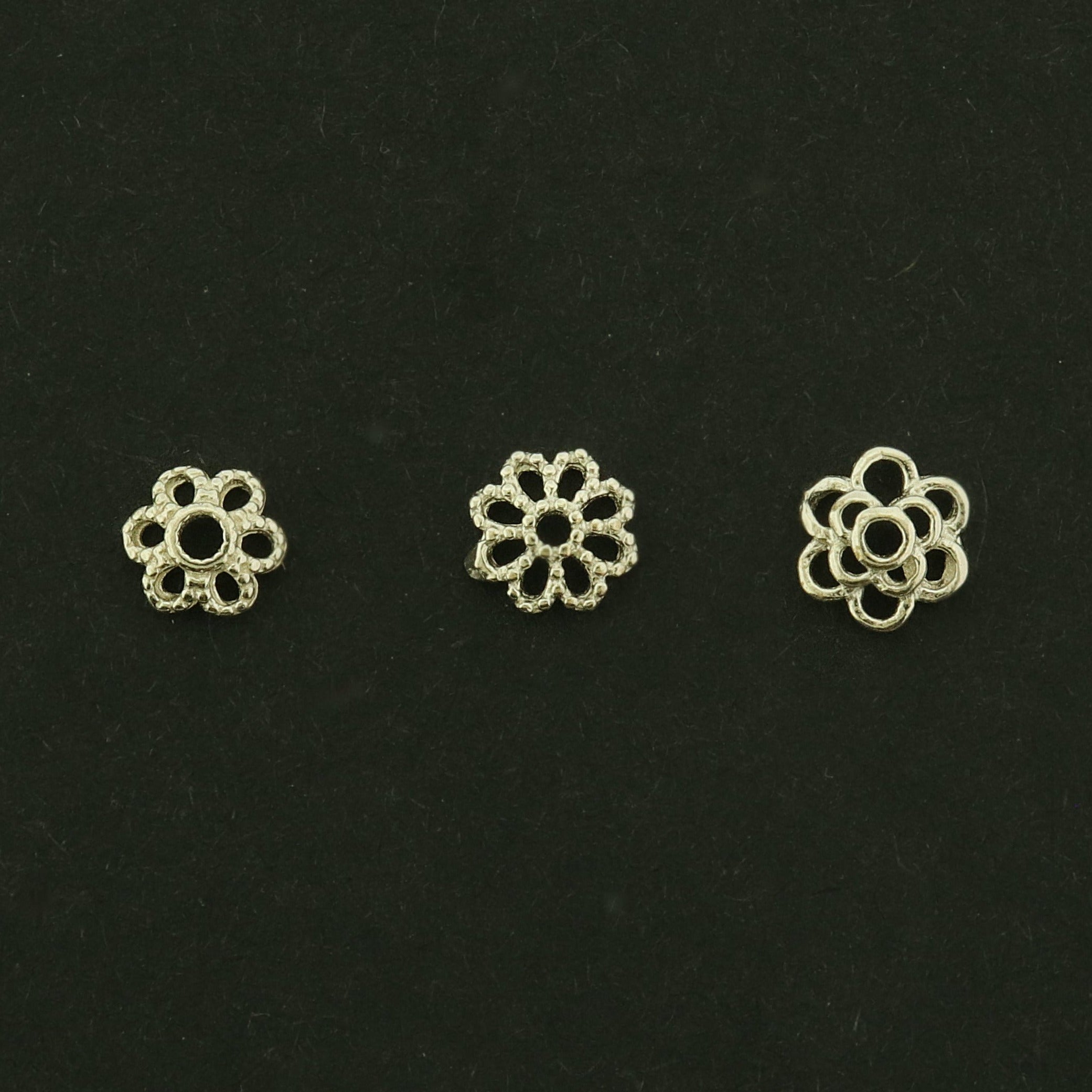 4 Flower Bead Caps Sterling Silver - Choose from 3 Styles!