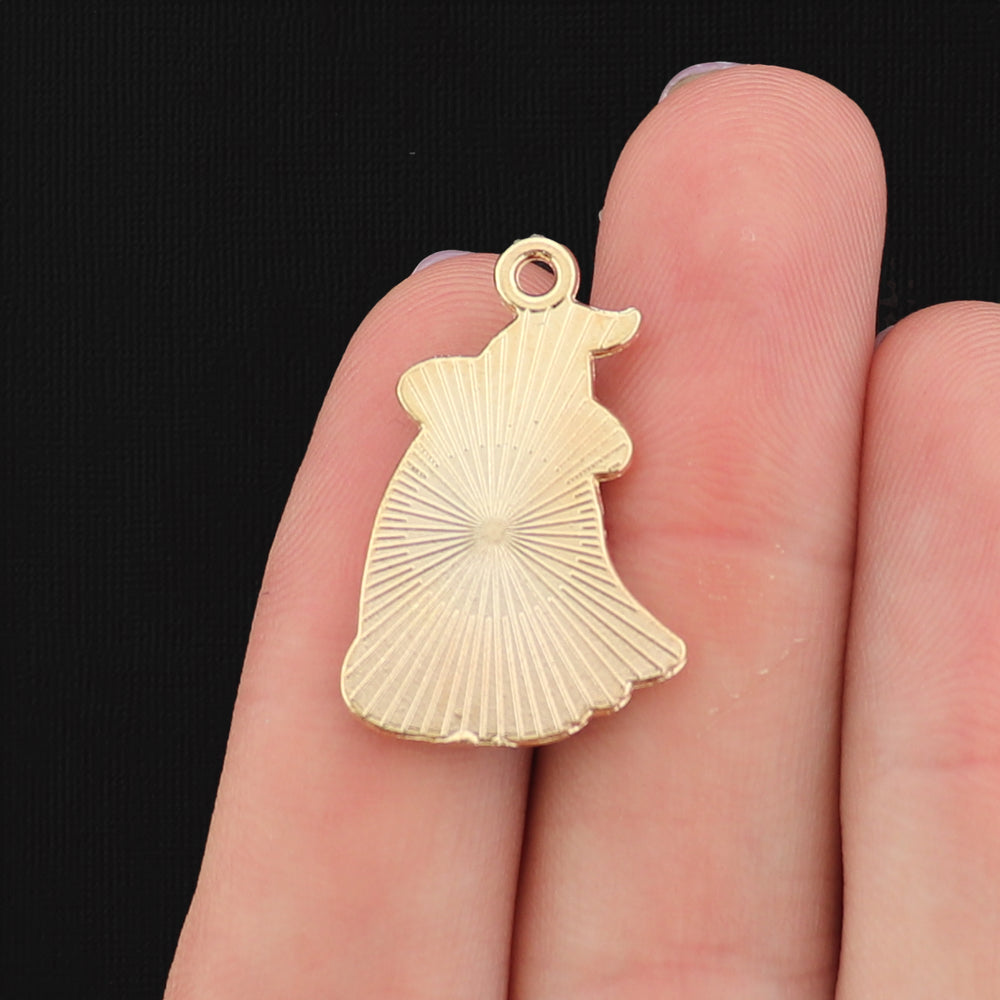 4 Ghost Witch Gold Tone Enamel Charms - E001