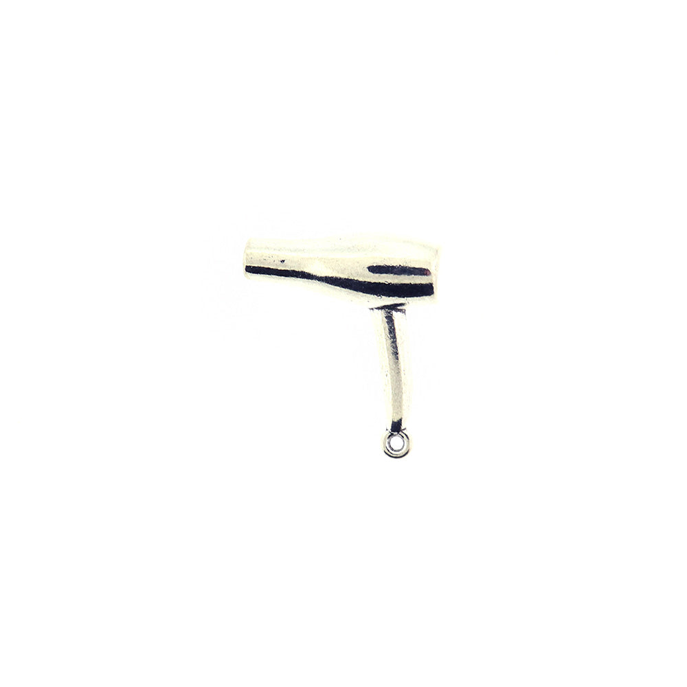 4 Breloques Sèche-cheveux Ton Argent Vieilli 2 Faces - SC3015