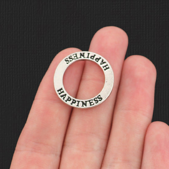 4 Happiness Antique Silver Tone Charms 2 Sided - SC721