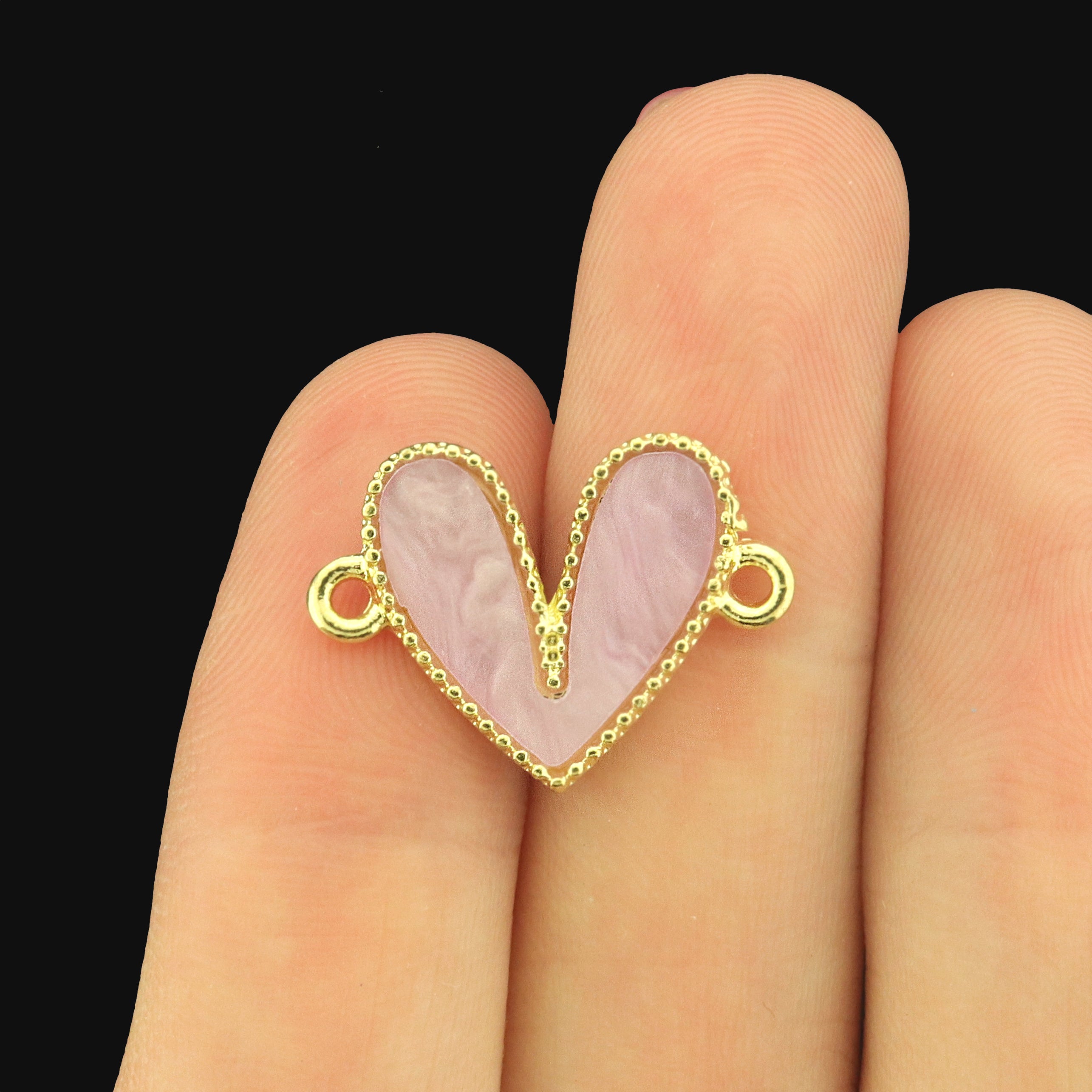 4 Heart Acrylic Gold Tone Connector Charms - Choose Your Color!