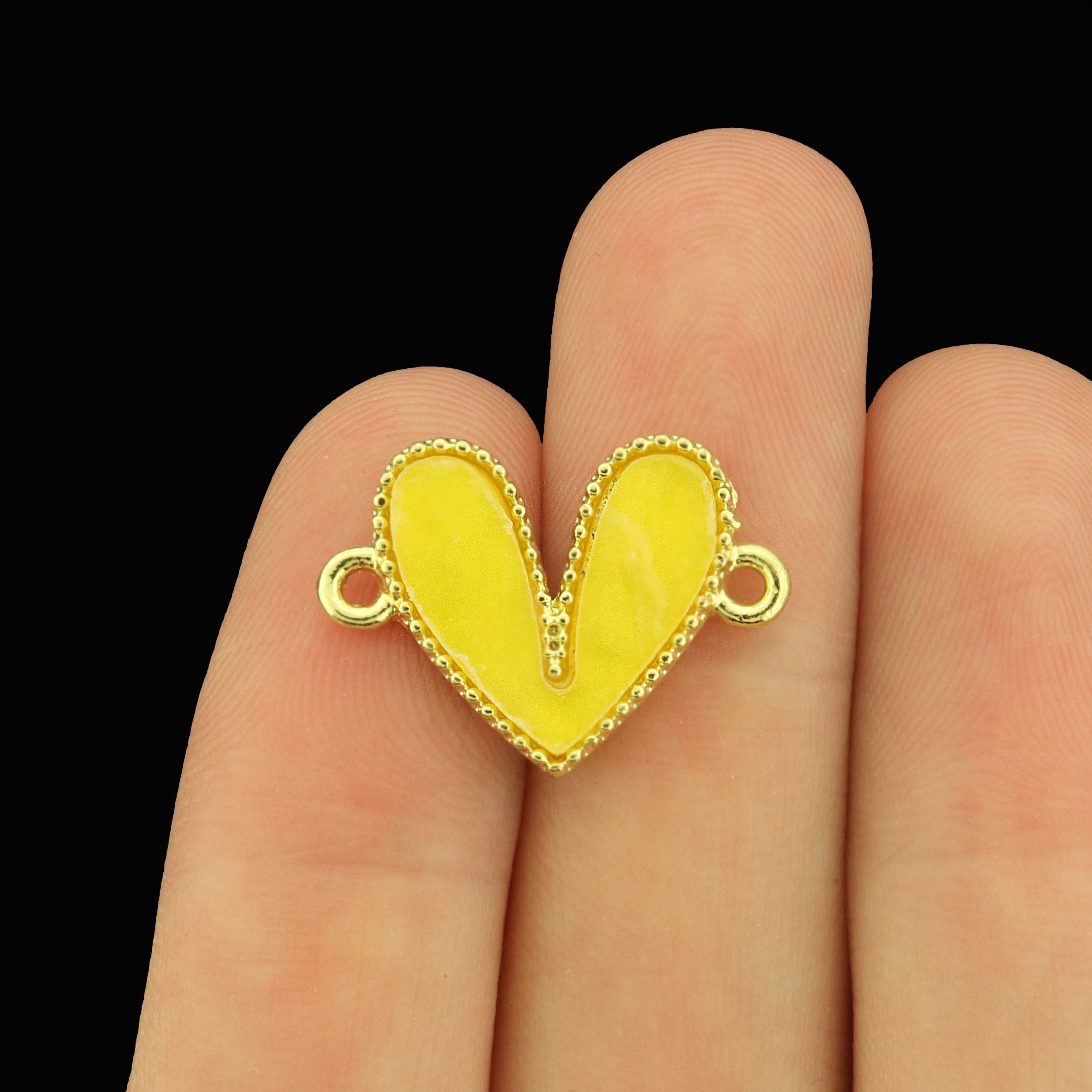 4 Heart Acrylic Gold Tone Connector Charms - Choose Your Color!