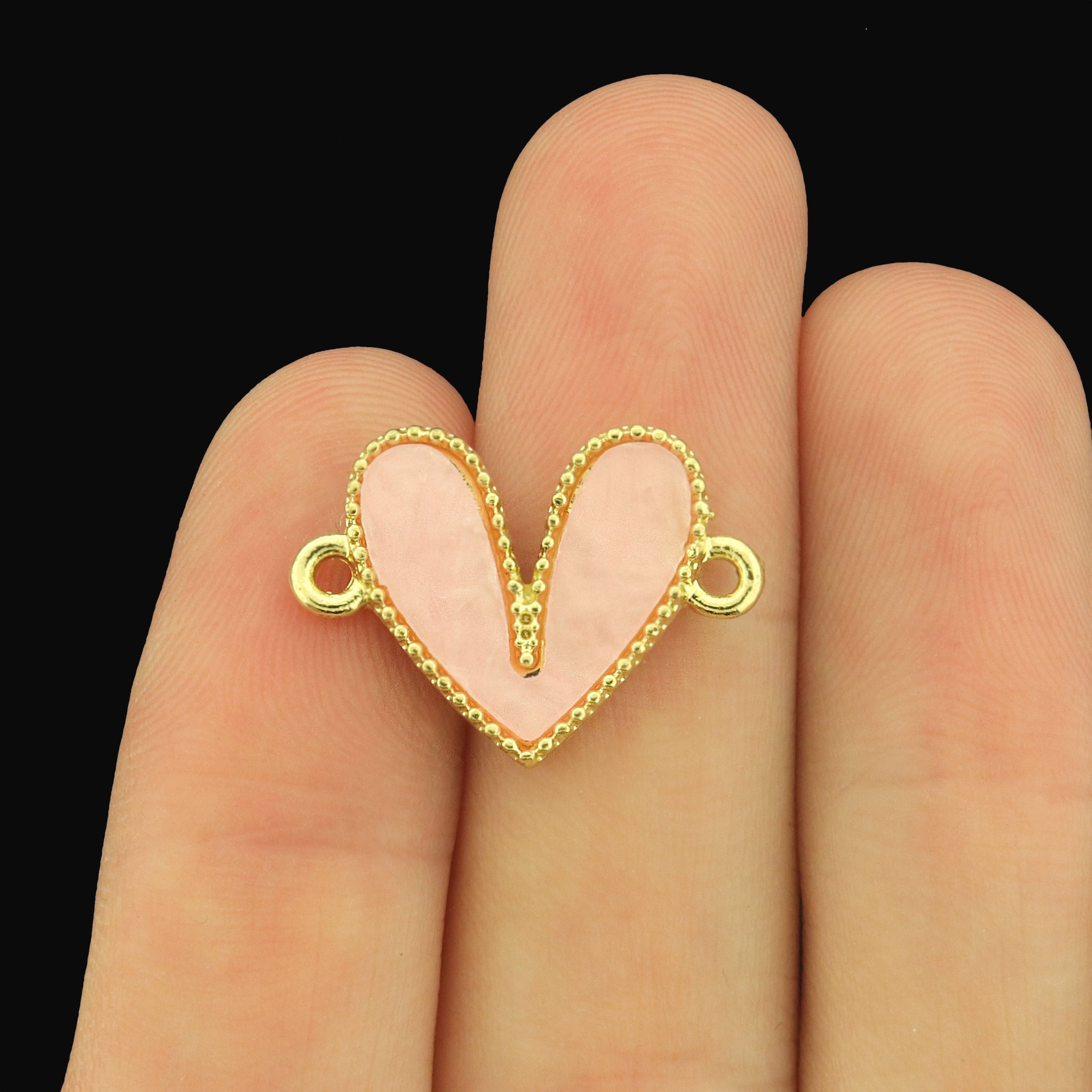 4 Heart Acrylic Gold Tone Connector Charms - Choose Your Color!