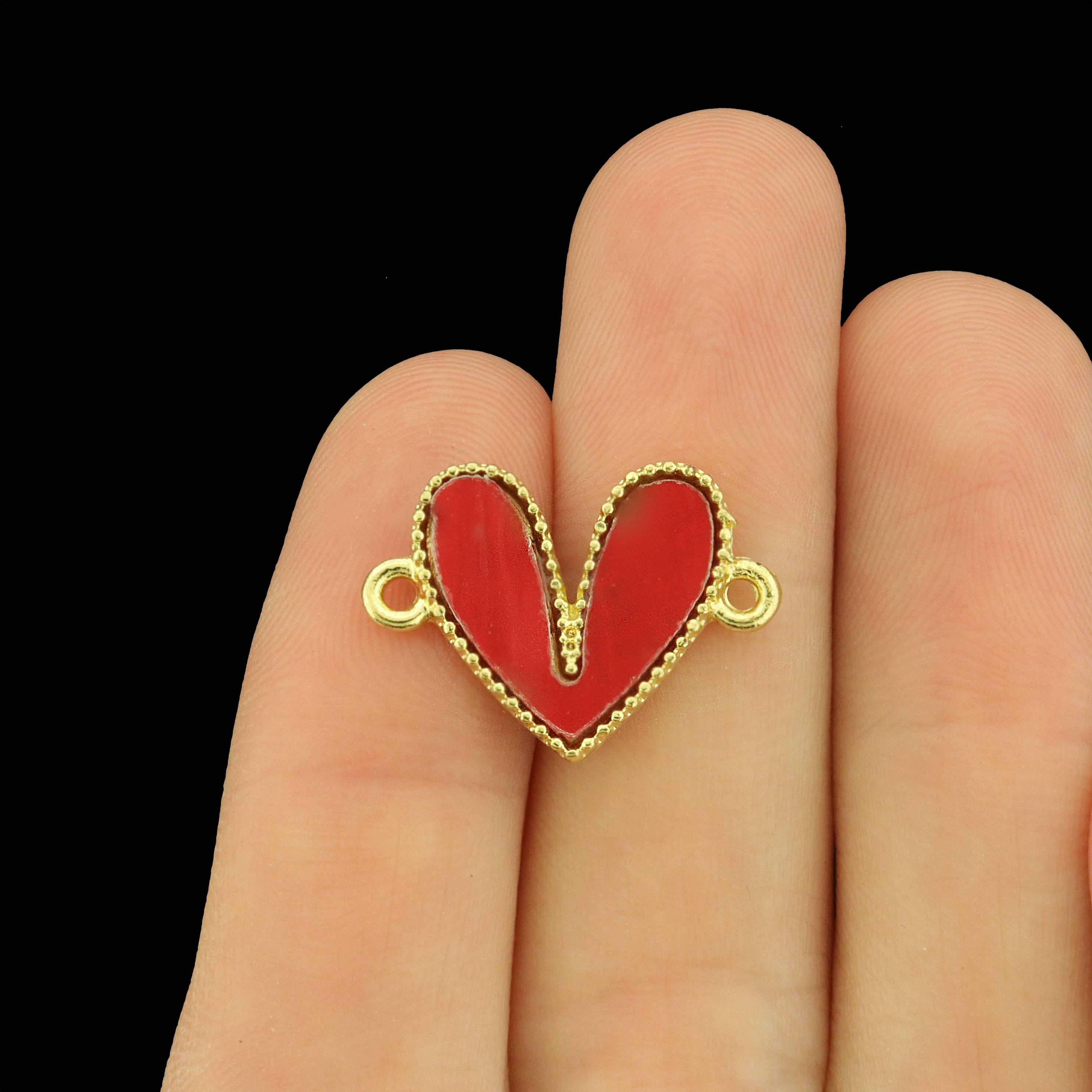 4 Heart Acrylic Gold Tone Connector Charms - Choose Your Color!