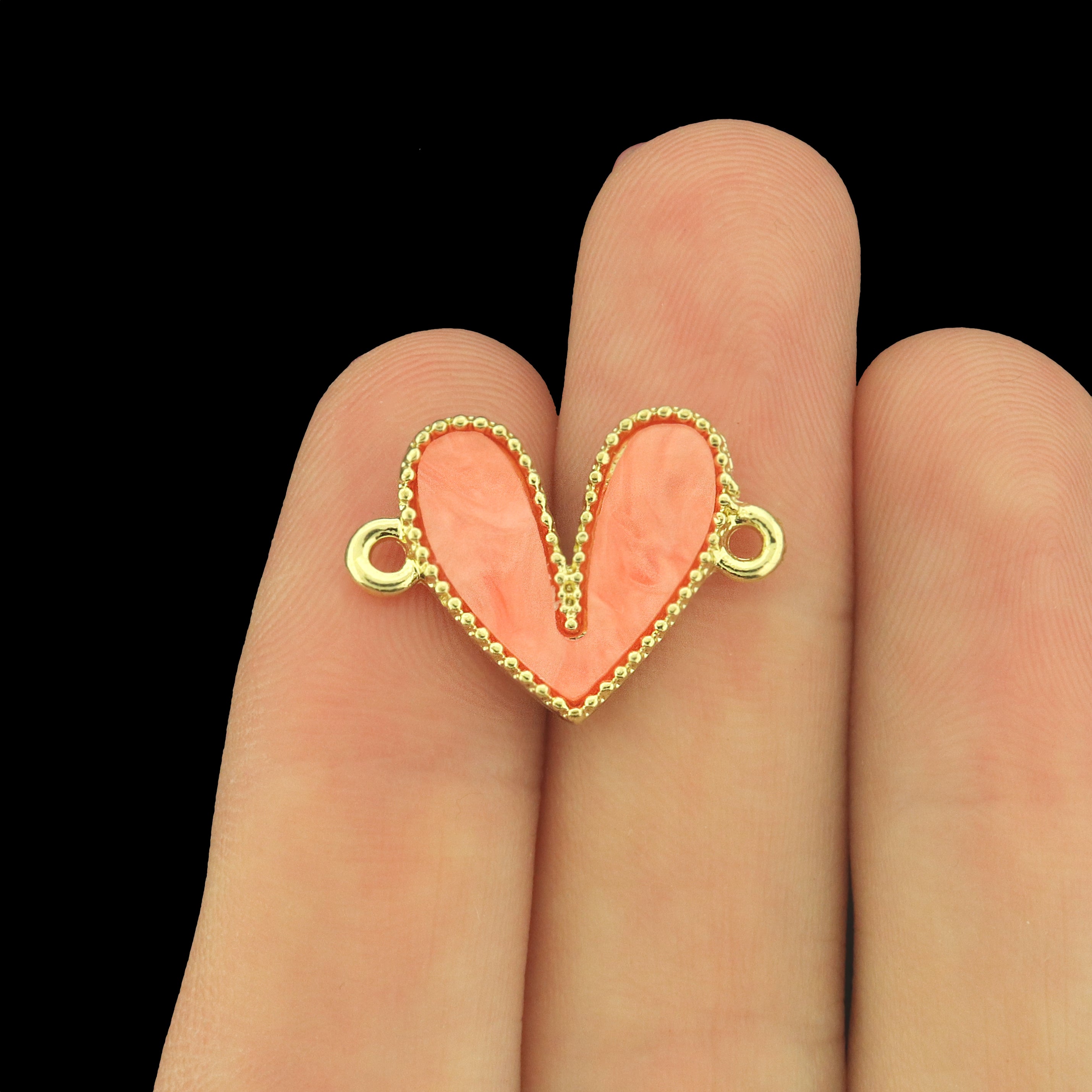 4 Heart Acrylic Gold Tone Connector Charms - Choose Your Color!