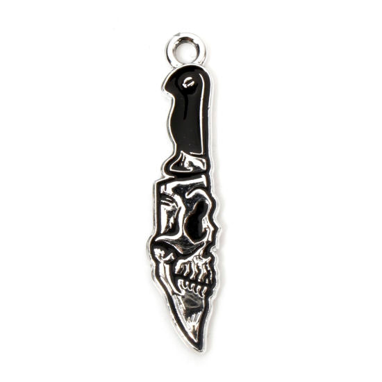 4 Knife Halloween Enamel Charms - Skull Design - E407