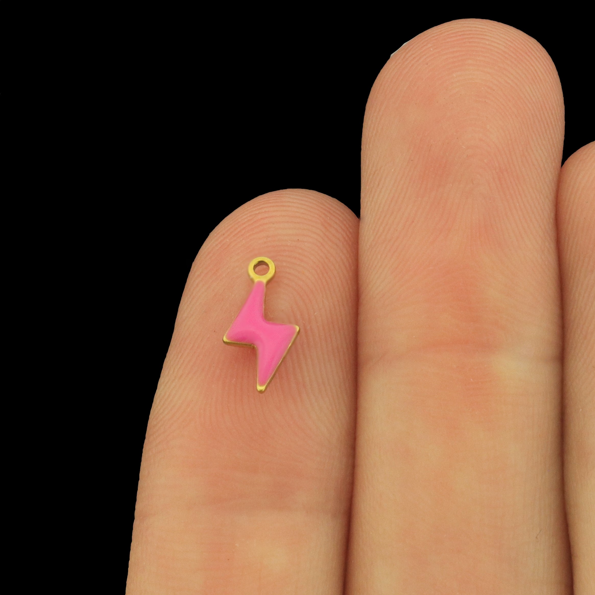 4 Lightning Stainless Steel Enamel Charms 2 Sided - Choose Your Color!