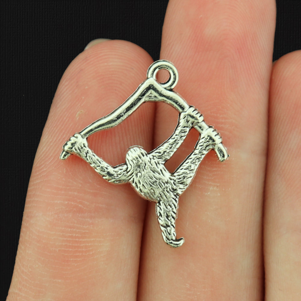 4 Orangutan Antique Silver Tone Charms 2 Sided - SC076