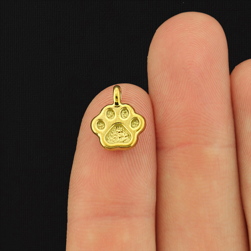 4 Paw Print Stainless Steel Charms - Choose Your Tone