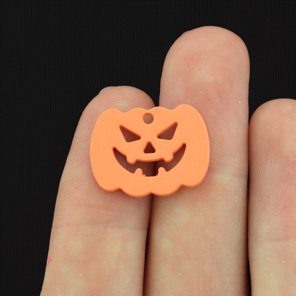 4 Pumpkin Orange Enamel Charms 2 Sided - E109