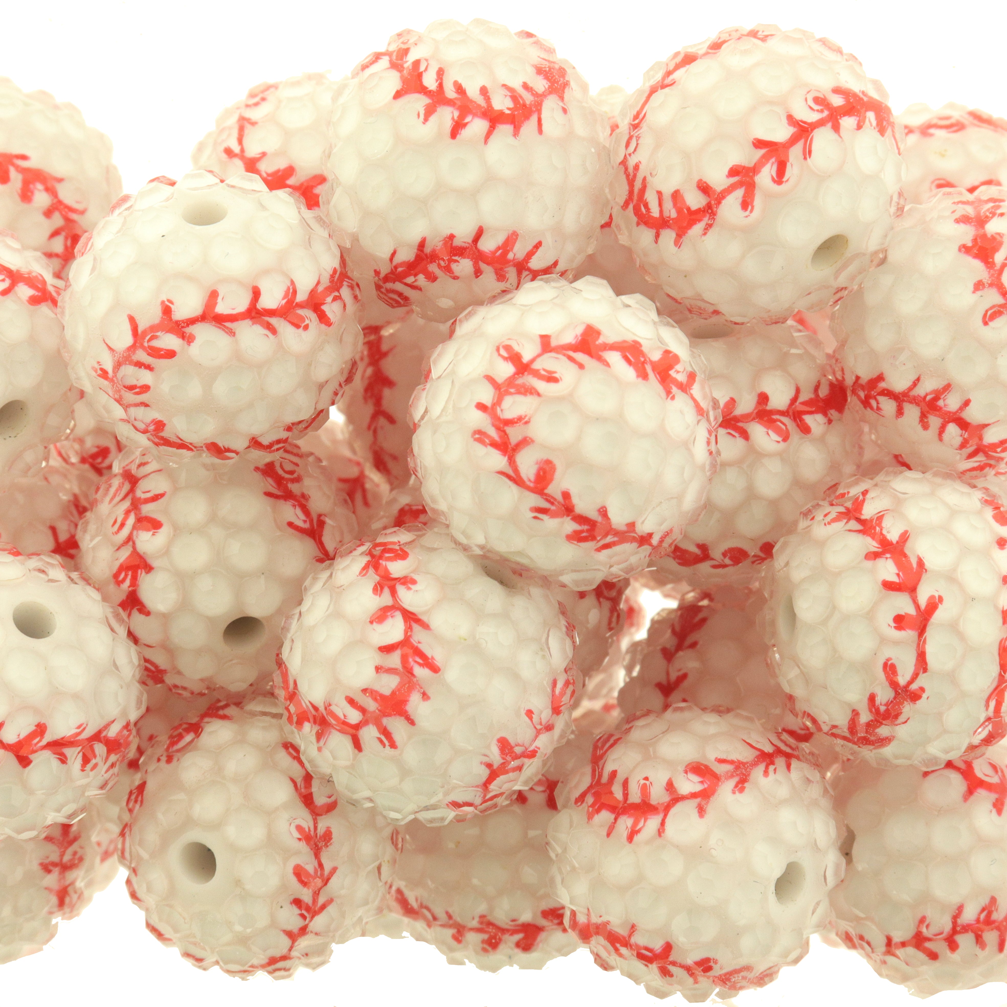 4 Round Sports Beads with CZs - 20mm - Choose Your Sport!