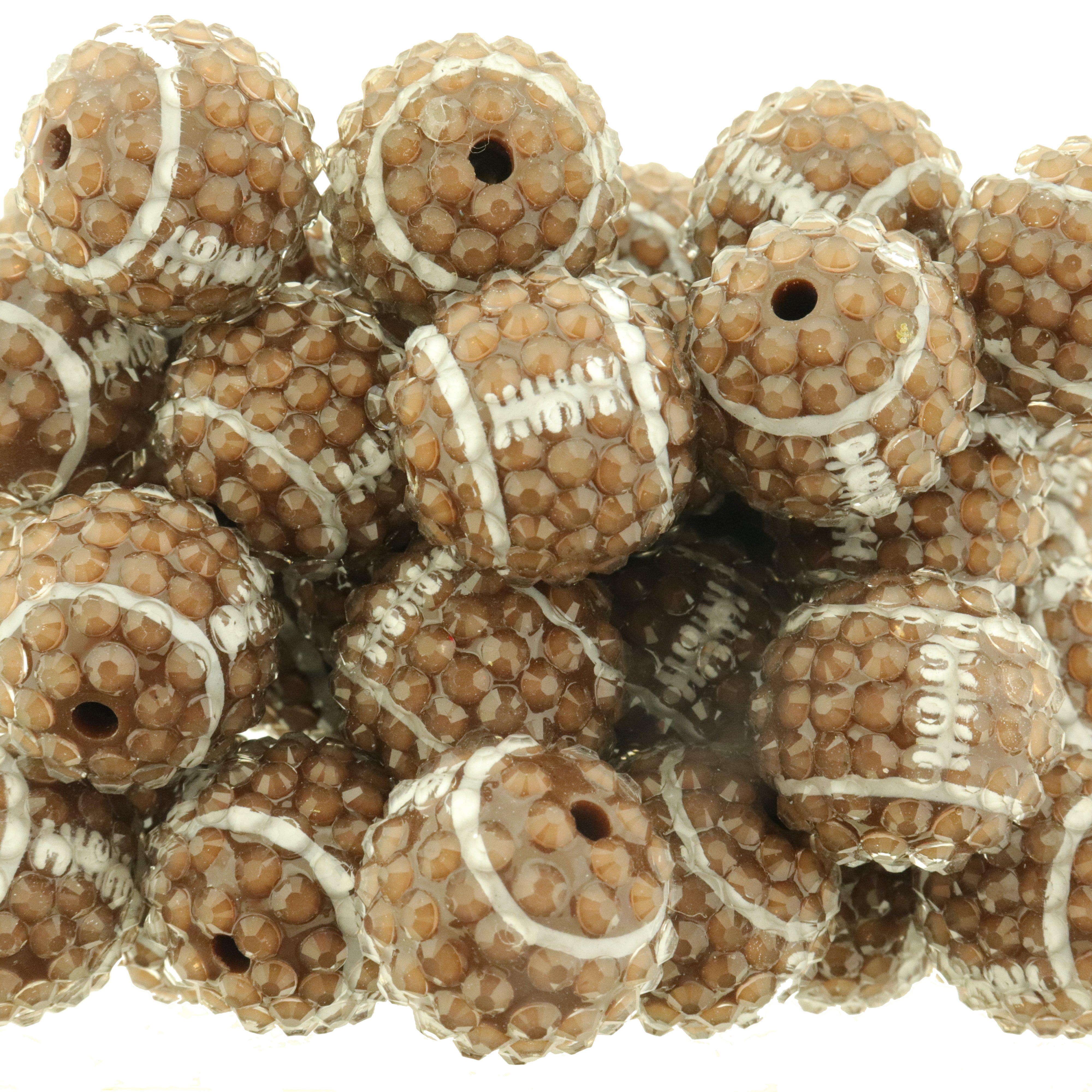 4 Round Sports Beads with CZs - 20mm - Choose Your Sport!