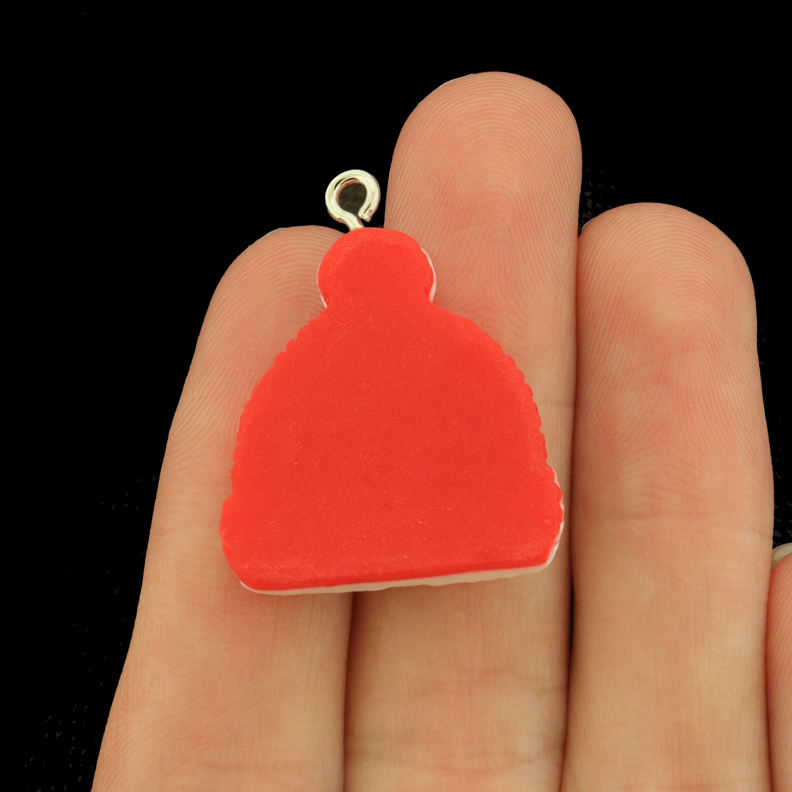 4 Santa Hat Resin Charms - Red and White - K715