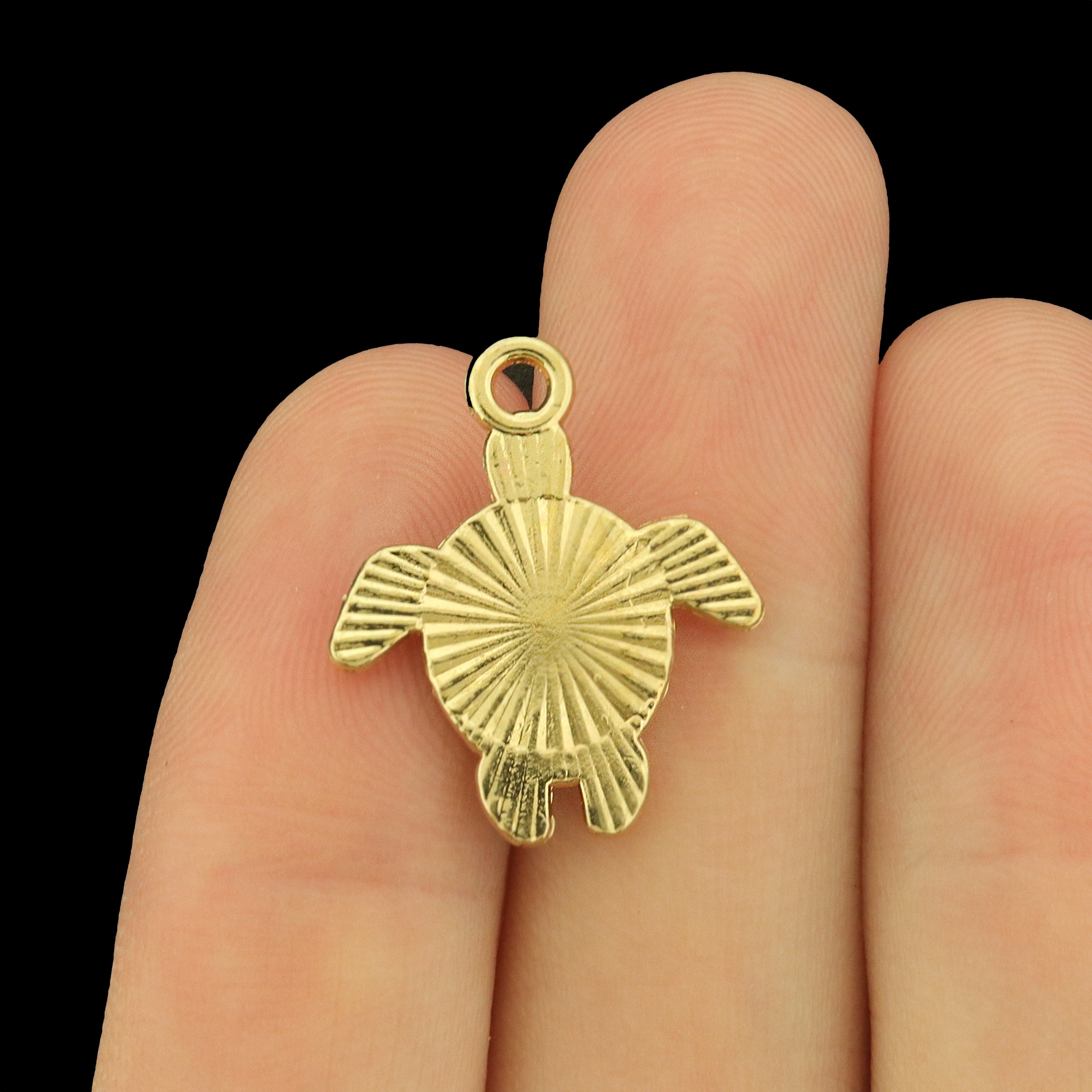 4 Sea Turtle Gold Tone Enamel Charms - E1658
