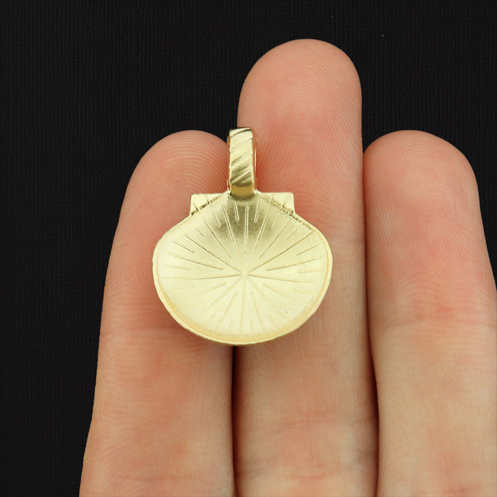 4 Seashell Gold Tone Enamel Charms - E384