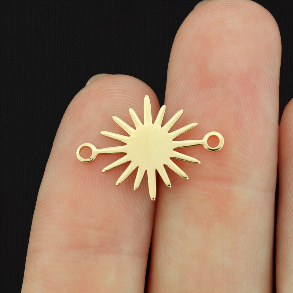 4 Sun Connector Copper Charms 2 Sided - Choose Your Tone