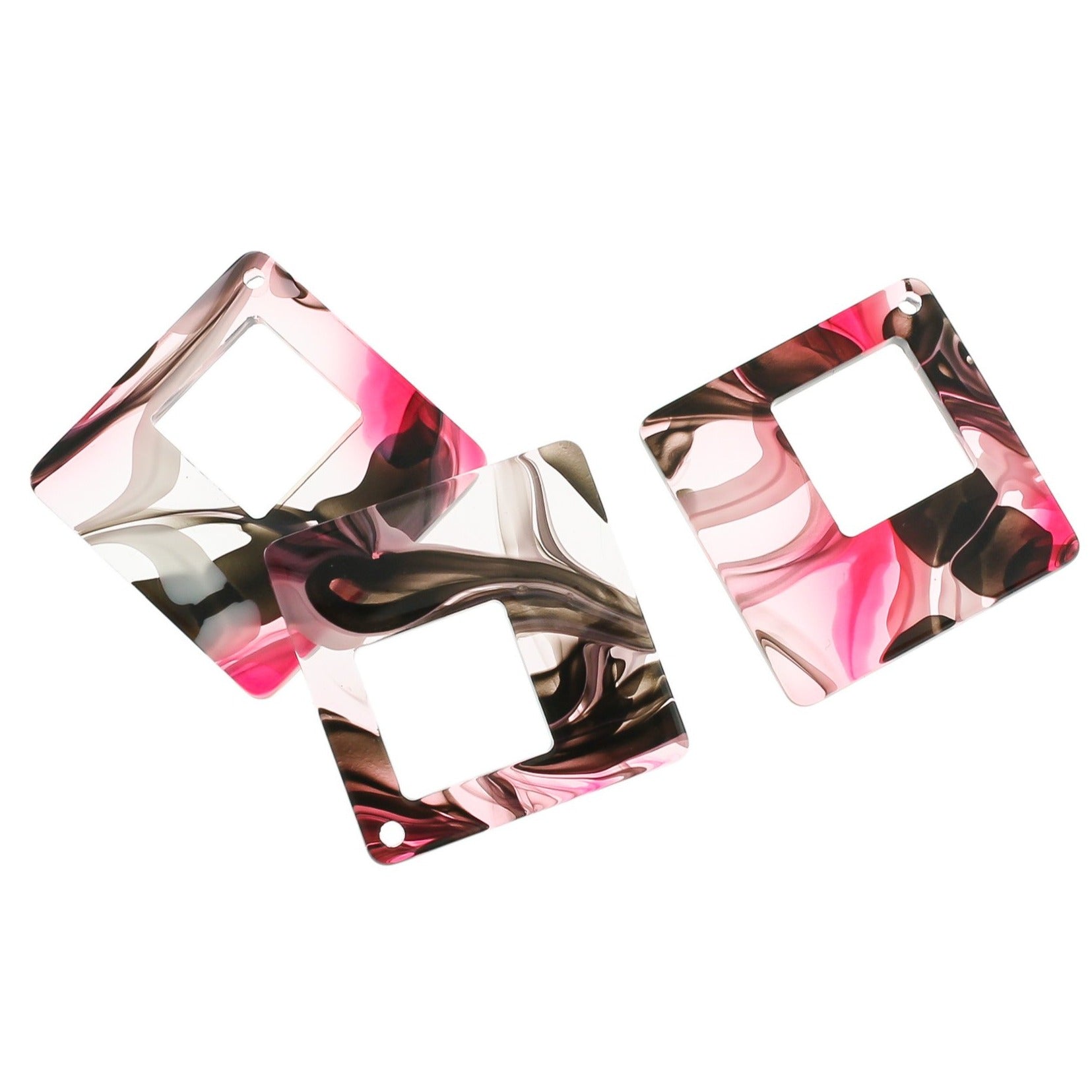 4 Swirl Rhombus Resin Charms - Choose Your Color!