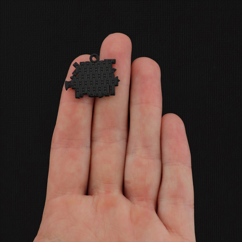 4 Trick or Treat Black Tone Enamel Charms - E069