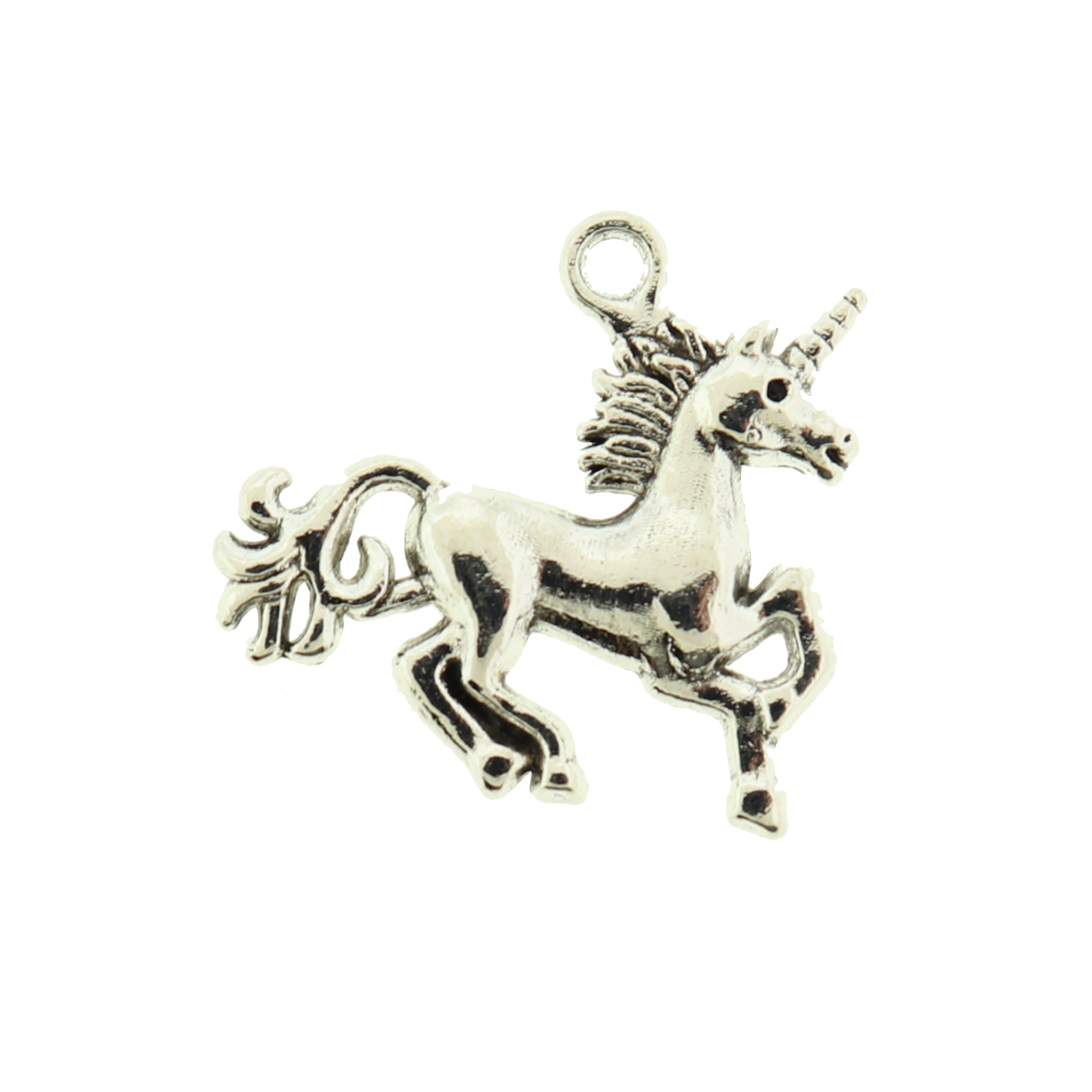 4 Unicorn Antique Silver Tone Charms 3D - SC073