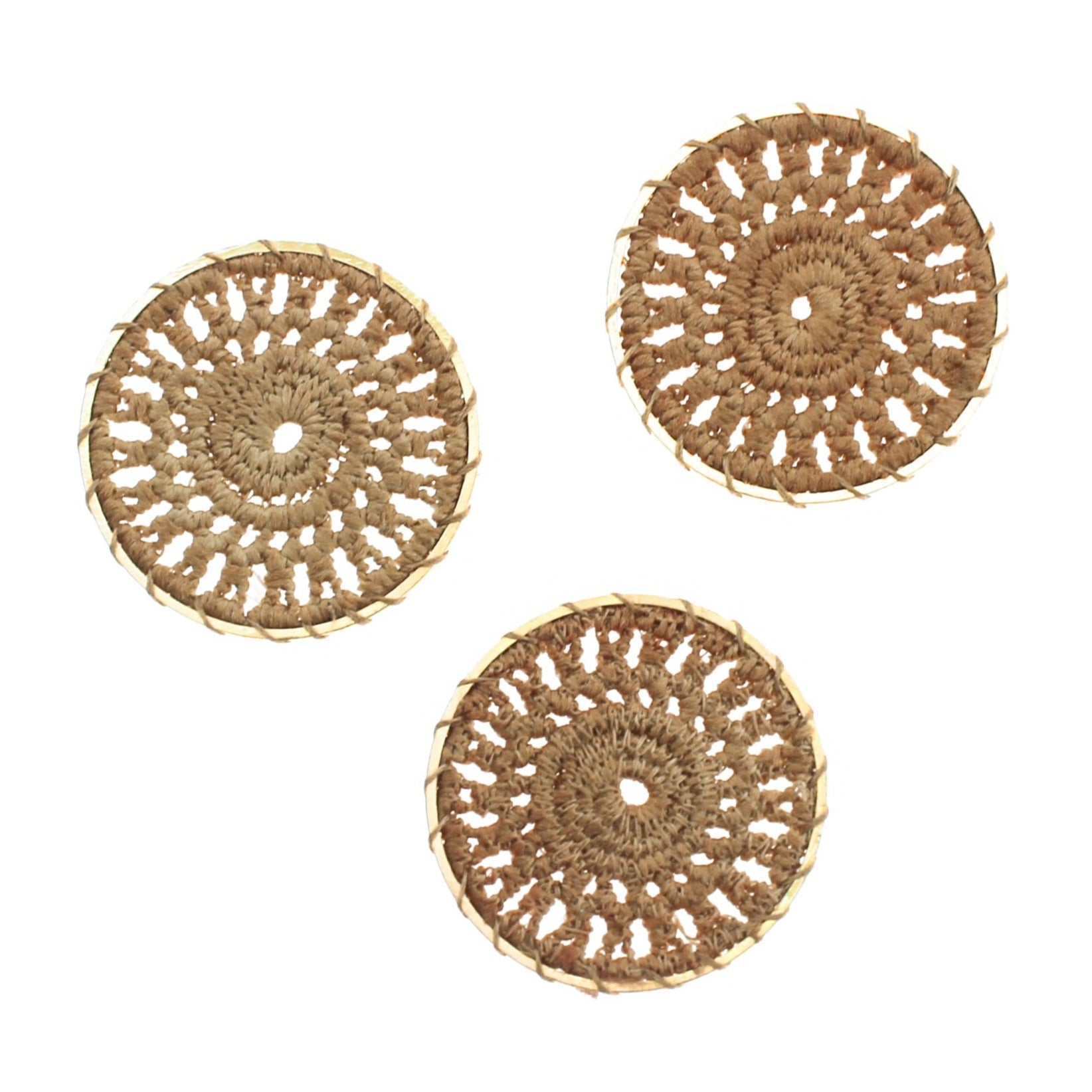 4 Woven Lace Gold Tone Pendants - Choose Your Color!