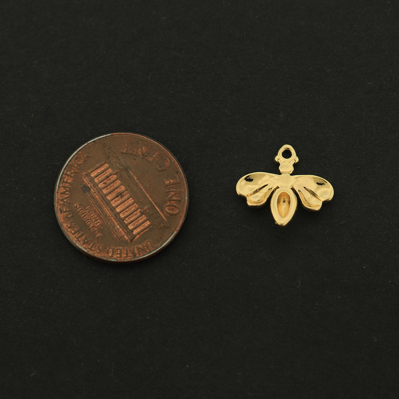 14k Bee Charm - 2 Charms - 14k Gold Plated - GLD445