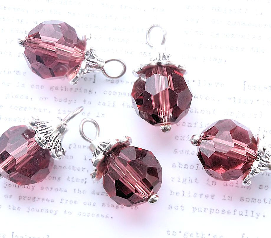 5 Birthstone Silver Tone Charms - 10mm - Choose Your Birthstone!