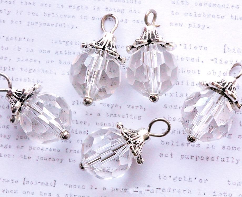 5 Birthstone Silver Tone Charms - 10mm - Choose Your Birthstone!