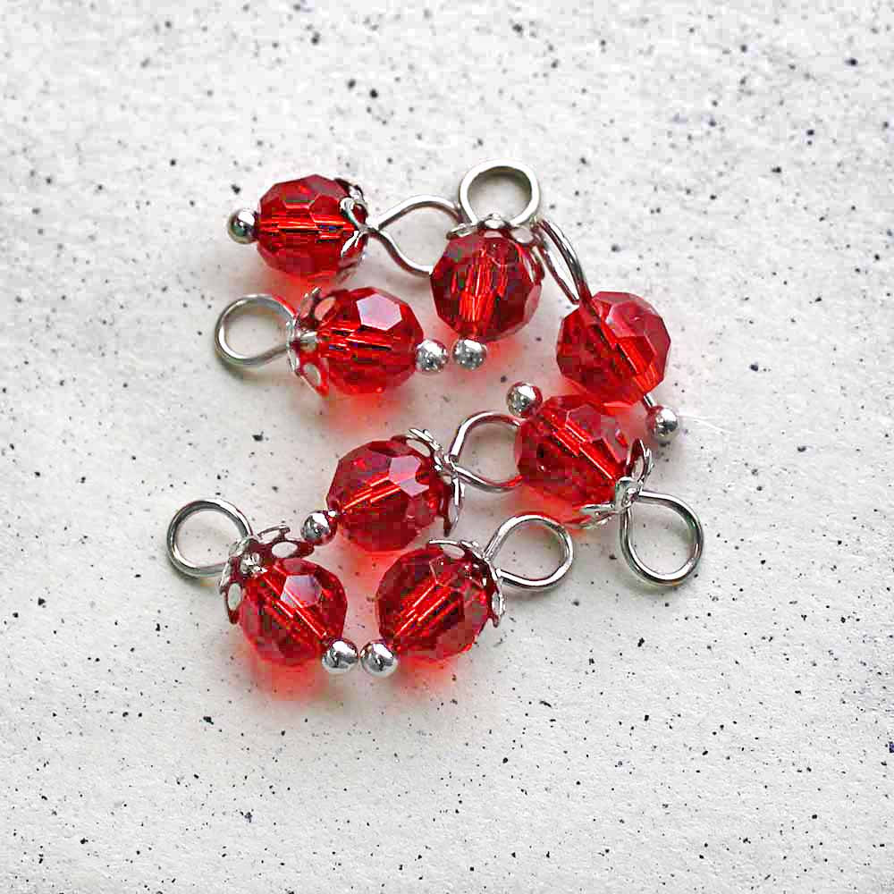 5 Faceted Glass Birthstone Silver Tone Charms - 6mm - Choose Your Birthstone!