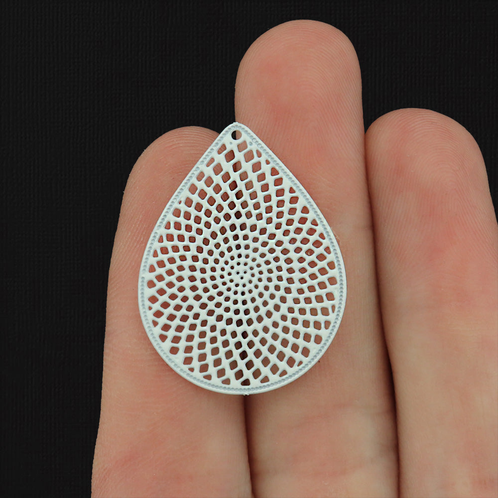 5 Filigree Teardrop Enamel Charms - Choose Your Color